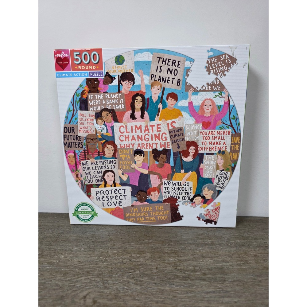 Climate Action - 500 Piece Round Jigsaw Puzzle by eeBoo  NEW